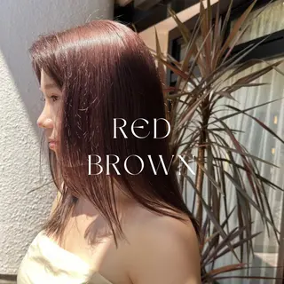 セミロング カラー ハイトーン/暖色/ 眉/メイク/Rinaのヘアスタイル