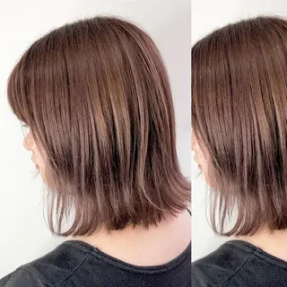 ミディアム カラー JuNブリーチに 縮毛矯正するプロのヘアスタイル