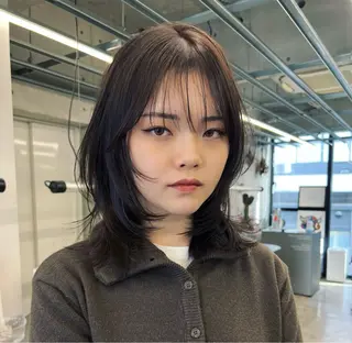 ミディアム カラー ハッシュカット カシマハヤトのヘアスタイル