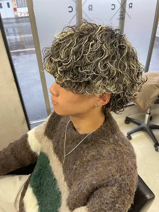 ミディアム カラー パーマ メンズ メンズパーマ職人/ 天神/tatsukiのヘアスタイル