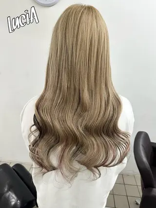 ロング ヘアアレンジ カラー LuciAエクステ カラー3000セラのヘアスタイル