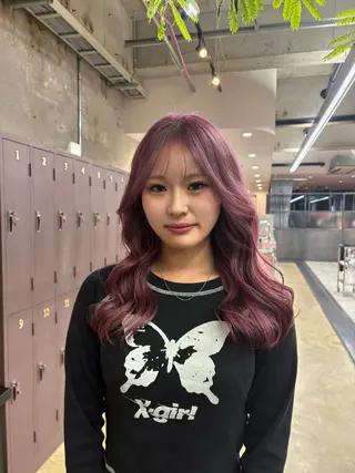 セミロング カラー 大下 心渚 /ブリーチ/艶カラーのヘアスタイル