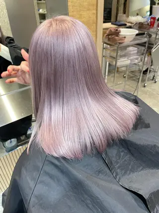 ミディアム カラー 透明感カラー 大人グレージュ有村のヘアスタイル