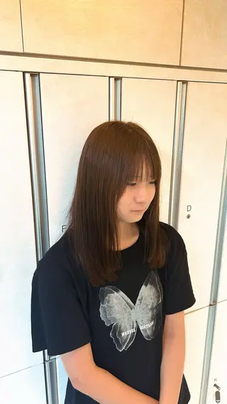 セミロング コテ巻きパーマ/ 韓国レイヤー/ナオのヘアスタイル