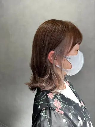 ミディアム ulu by dot.所属・かがみはやと 髪質改善/縮毛矯正のヘアスタイル