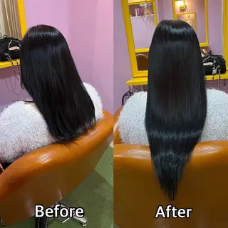 ロング シール＋ちび編み込み エクステ梅田🐨のヘアスタイル