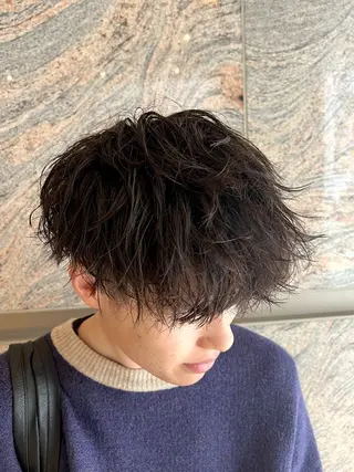 ミディアム パーマ メンズ ヒロ銀座新橋店所属・ヒロ銀座　さかうえ ひかる💈のヘアスタイル