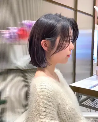 ミディアム カラー パーマ ヘアアレンジ 小野寺瑞希 /最小顔カットのヘアスタイル