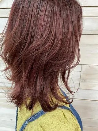 ミディアム カラー ハッシュカット/ボブ /レイヤー/彩奈のヘアスタイル