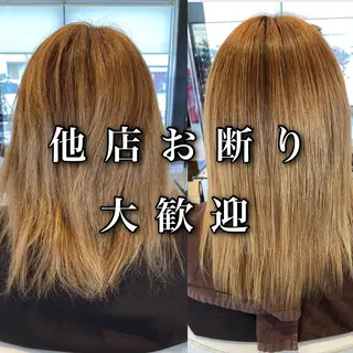 セミロング 他店で断られた方歓迎 ブリーチ縮毛矯正のヘアスタイル