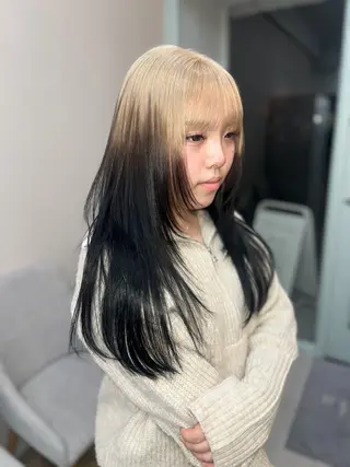 ミディアム カラー 岡山ハイトーン・ ルーツカラー/こもものヘアスタイル