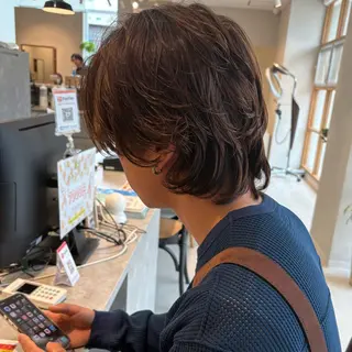 ショート カラー パーマ 小顔カット🎀 暖色カラー🍒のヘアスタイル