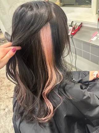 ロング るかハイトーンピンク カラー/プルエクステのヘアスタイル