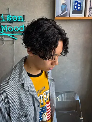 ショート パーマ メンズ 長谷川 湧のヘアスタイル