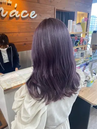 セミロング カラー パーマ ヘアアレンジ インナー×縮毛矯正 ピンクカラー澤井里菜のヘアスタイル