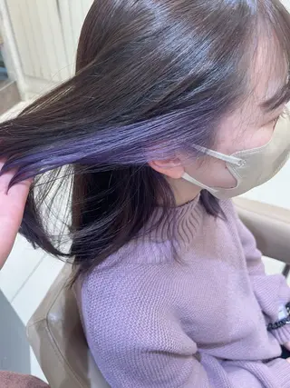セミロング カラー ハイトーンカラー☁️ 西條 楓花のヘアスタイル