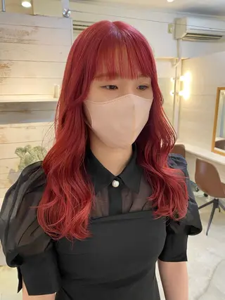 ロング カラー ブリーチなしカラー ダブルカラーエクステのヘアスタイル