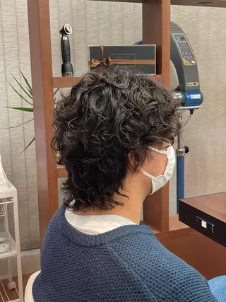 ショート パーマ ヘアアレンジ メンズ アイブロウ Agu hair mieux宮崎大塚店所属・デザインカラー✨ 日高桃佳のヘアスタイル