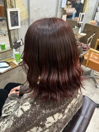 ミディアム カラー 艶髪/ハイトーン/ ヘアセット/モエノのヘアスタイル