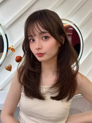 セミロング カラー 山崎/ボブ縮毛矯正 レイヤー髪質改善のヘアスタイル