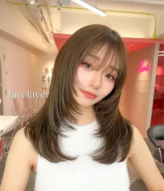 ミディアム 山崎/ボブ縮毛矯正 レイヤー髪質改善のヘアスタイル