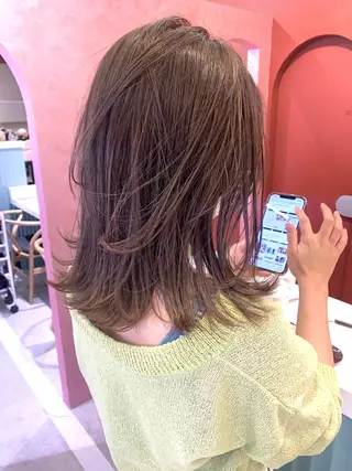 セミロング LORENAO所属・ブリーチなしカラー♡ rinaのヘアスタイル