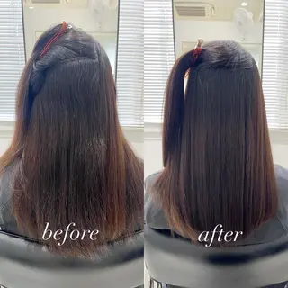 セミロング 縮毛矯正/髪質改善 /レイヤー/韓国のヘアスタイル