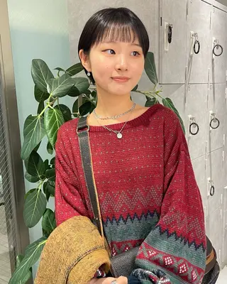 ショート カラー デザインパーマ/ 艶カラー/ボブのヘアスタイル