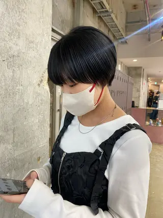 ショート 暖色カラー/オリーブ /ミニボブ/白柳美空のヘアスタイル