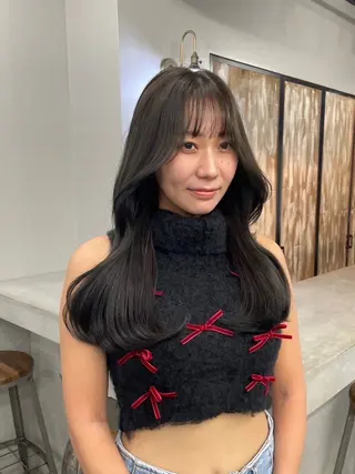 ロング カラー 新宿/韓国ヘア/ 髪質改善ストレートのヘアスタイル