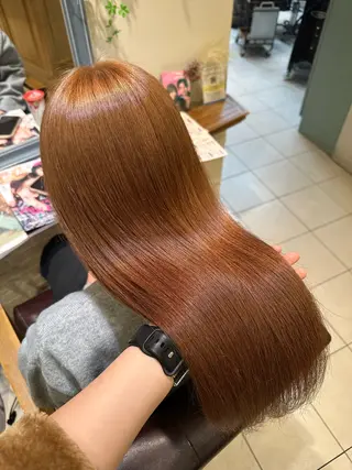 ロング カラー 透明感ブラウン／縮毛 矯正／髪質改善🌿のヘアスタイル
