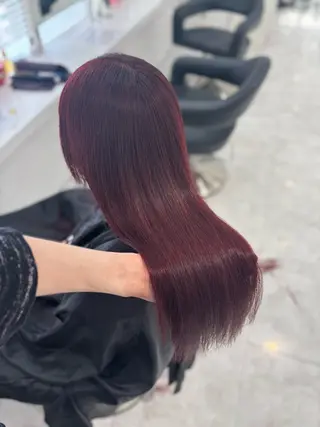 ロング カラー ブリーチなし透明感 ×縮毛矯正🤍ユウのヘアスタイル