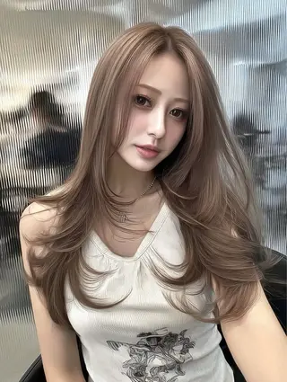 ロング カラー ヘアアレンジ 似合わせカットカラー りおなのヘアスタイル