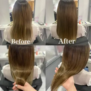 セミロング カラー 髪質改善×矯正🫧 韓国ヘアasamiのヘアスタイル