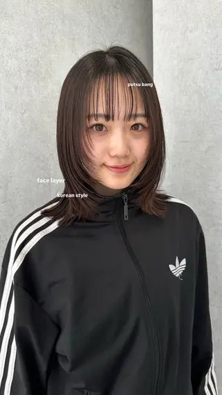 ミディアム v-lab studio所属・韓国レイヤーカット/ 艶カラー/ noaのヘアスタイル