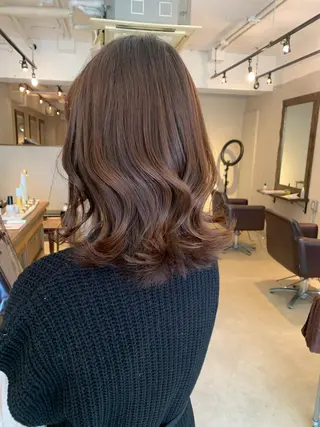 ミディアム カラー 透明感/オリーブ/ グレージュ/YUKAのヘアスタイル