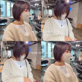 ショート カラー パーマ ヘアアレンジ メンズ キッズ マツエク・マツパ アイブロウ 透明感カラー・レイヤ ー🎀amika🎀のヘアスタイル