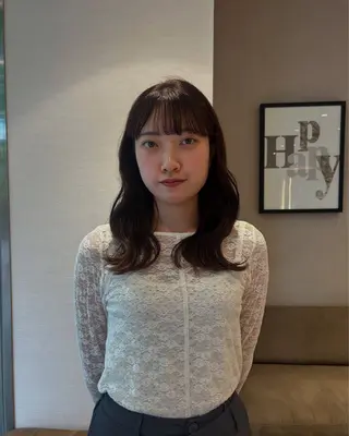 セミロング カット/パーマ / 淡色/Rinoのヘアスタイル