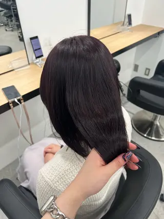 セミロング カラー 暗髪🩶ラベンダー/ ブルー/ユウナ🤍のヘアスタイル