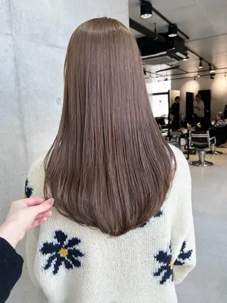 ロング カラー パーマ ヘアアレンジ 透明感/オリーブ/ グレージュ/YUKAのヘアスタイル