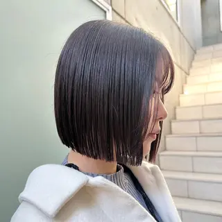 ミディアム カラー ニュアンスパーマ/ 毛流れ/ハイトーンのヘアスタイル