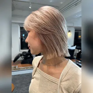 ミディアム カラー 抜け感ハイトーン / ケアブリーチ/ユウキのヘアスタイル