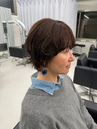 ショート カラー パーマ 表参道/赤み無し 透明感 colorのヘアスタイル