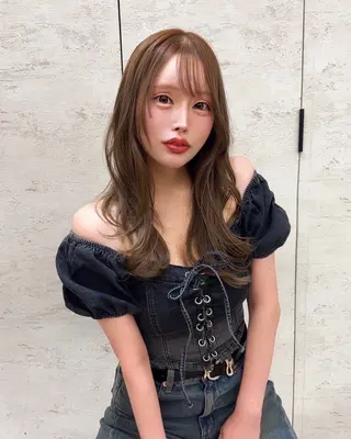 セミロング 縮毛矯正/ブリーチ なしダブルカラー輝希のヘアスタイル