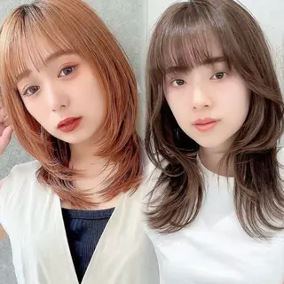 セミロング ショート/レイヤー/ 縮毛矯正/ 渡邊莉玖のヘアスタイル