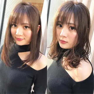ミディアム salowin 原宿 aroa所属・韓国／ハッシュカット ／透明感カラー／金野のヘアスタイル
