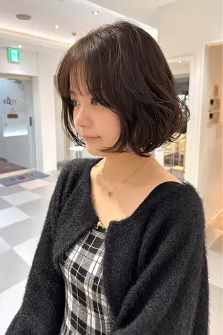 ショート パーマ デジタルパーマ/ コテ巻き風パーマのヘアスタイル