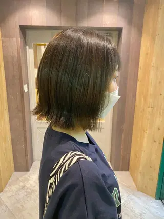 ミディアム カラー 40代以上限定 縮毛矯正モデル募集のヘアスタイル