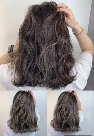 セミロング カラー _WHITE 高槻のヘアスタイル