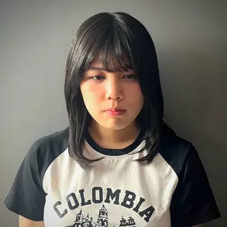 ミディアム 暖色カラー/レイヤー ☻ miyuuのヘアスタイル